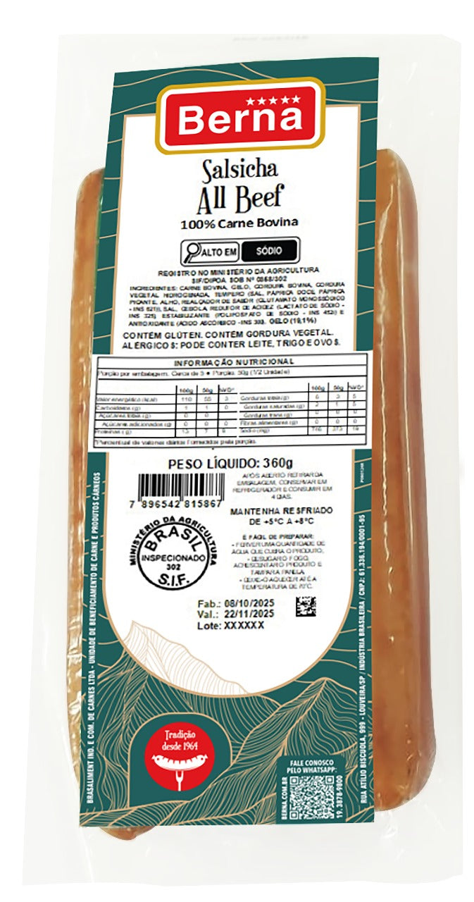 Salsicha All beef / 100% Carne bovina sem nitrito - 360 g